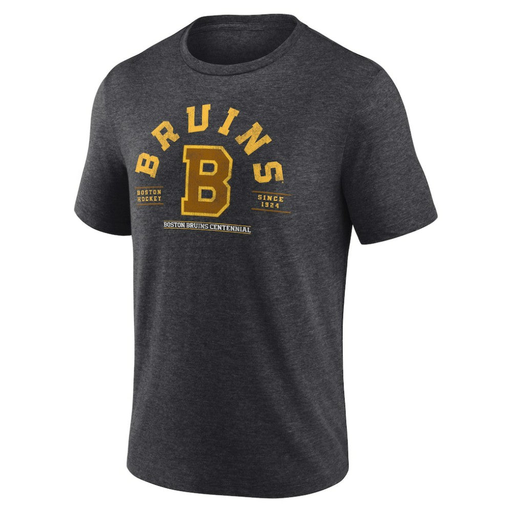 Boston Bruins Fanatics Centennial The Early Years Tri-Blend T-Shirt - Heather Charcoal T-shirts