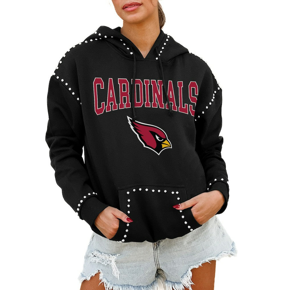 Arizona Cardinals Gameday Couture Women's Oversized Catch the Vibe Studded Pullover Hoodie - Black online