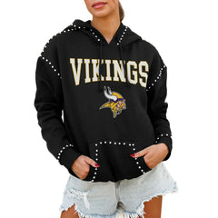 Minnesota Vikings Gameday Couture Women's Oversized Catch the Vibe Studded Pullover Hoodie - Black on sale