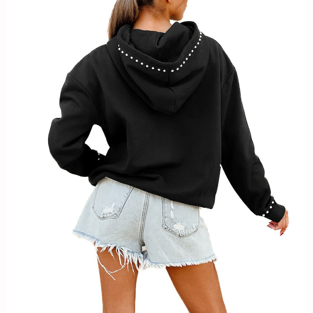 Seattle Seahawks Gameday Couture Women's Oversized Catch the Vibe Studded Pullover Hoodie - Black outlet