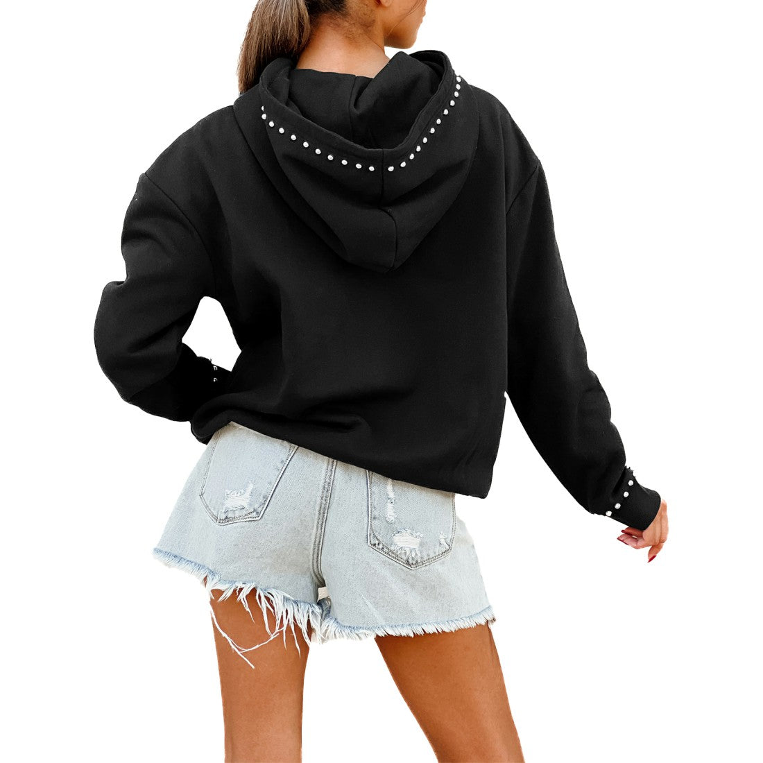 Green Bay Packers Gameday Couture Women's Oversized Catch the Vibe Studded Pullover Hoodie - Black on sale