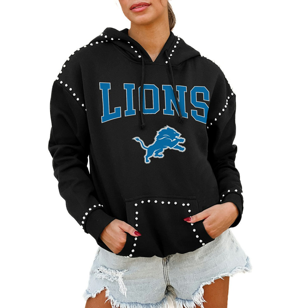 Detroit Lions Gameday Couture Women's Oversized Catch the Vibe Studded Pullover Hoodie - Black online