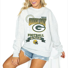 Green Bay Packers Gameday Couture Women's Oversized Run the Show Pullover Sweatshirt - Ash outlet