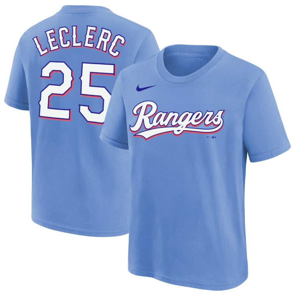 Jose Leclerc Texas Rangers Youth Name & Number T-Shirt Light Blue