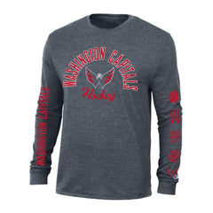 Washington Capitals Champion Multi-Logo Tri-Blend Long Sleeve T-Shirt - Heather Navy T-shirts