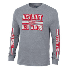 Detroit Red Wings Champion Tri-Blend Dual-Stripe Long Sleeve T-Shirt - Heather Gray T-shirts