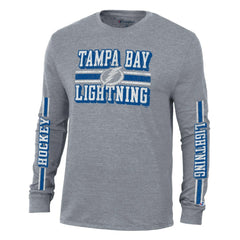 Tampa Bay Lightning Champion Tri-Blend Dual-Stripe Long Sleeve T-Shirt - Heather Gray T-shirts