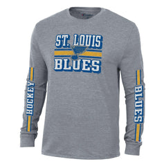 St. Louis Blues Champion Tri-Blend Dual-Stripe Long Sleeve T-Shirt - Heather Gray T-shirts