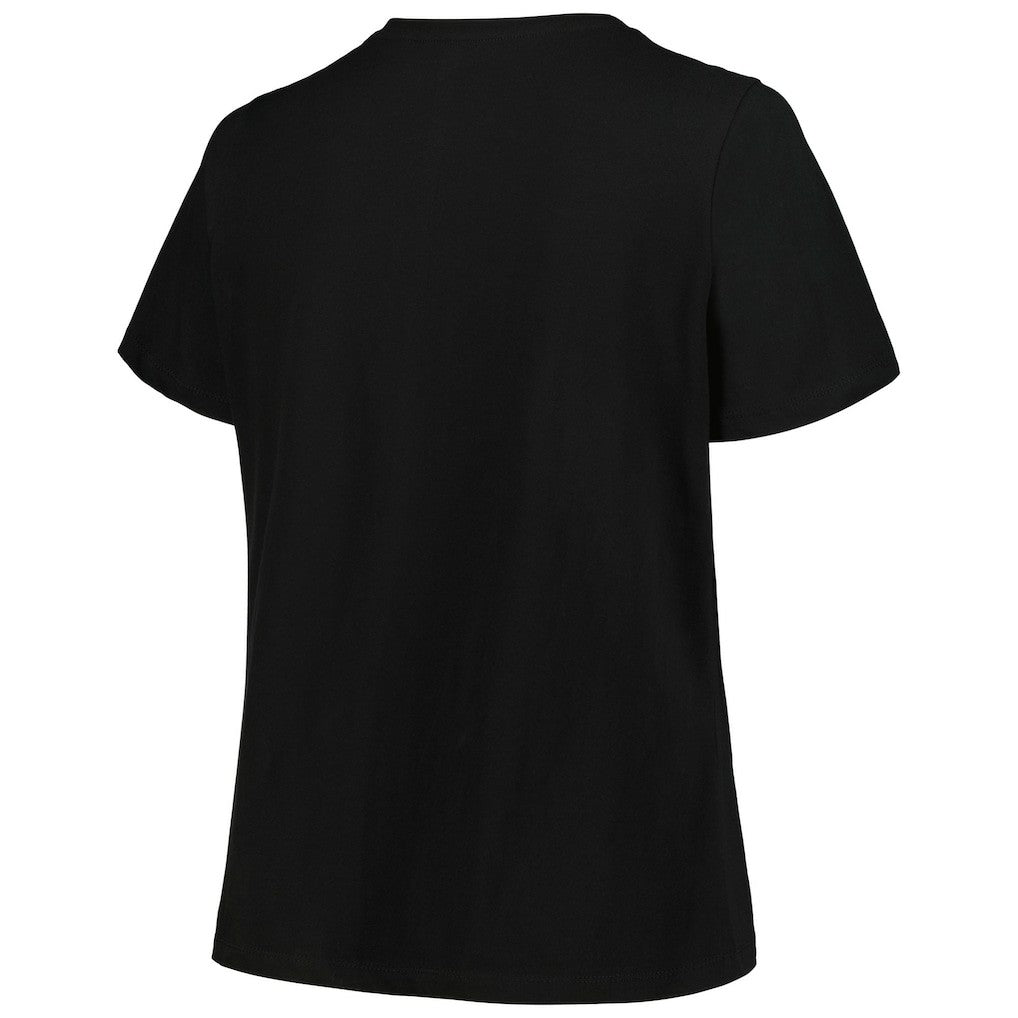 Brooklyn Nets Profile Women's Plus Size Arch Over Logo V-Neck T-Shirt - Black cheap