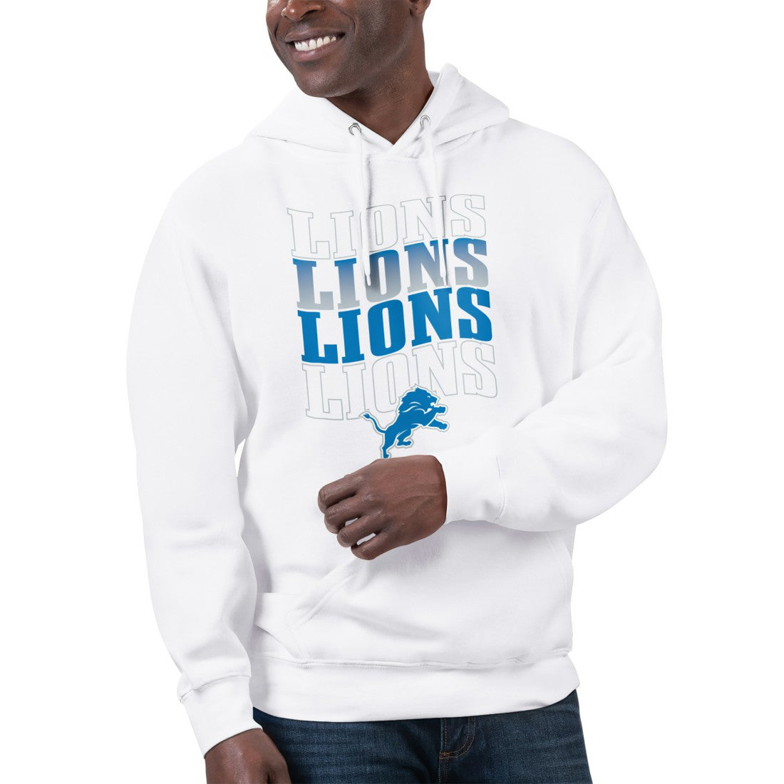 Detroit Lions Starter Unisex Name Drop Logo Pullover Hoodie - White sale