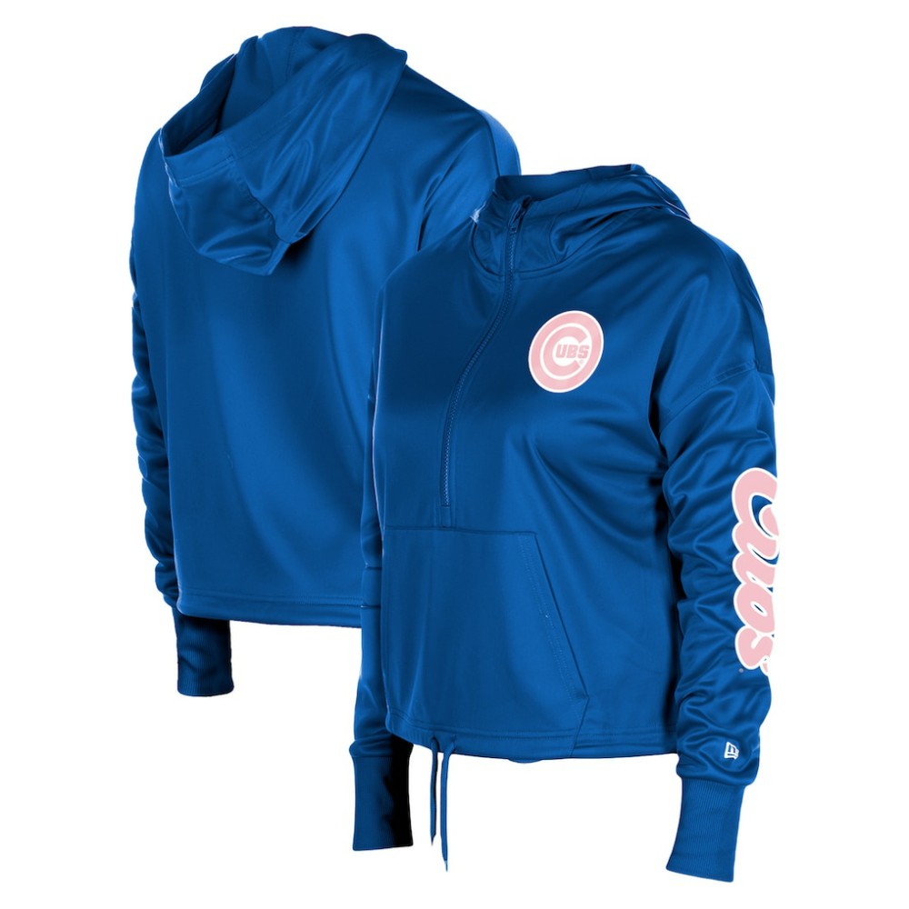 Chicago Cubs Women's Half-Zip Hoodie Royal