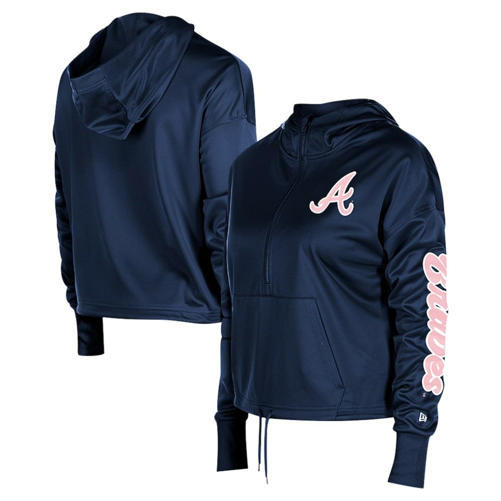 Atlanta Braves Women's Half-Zip Hoodie Navy