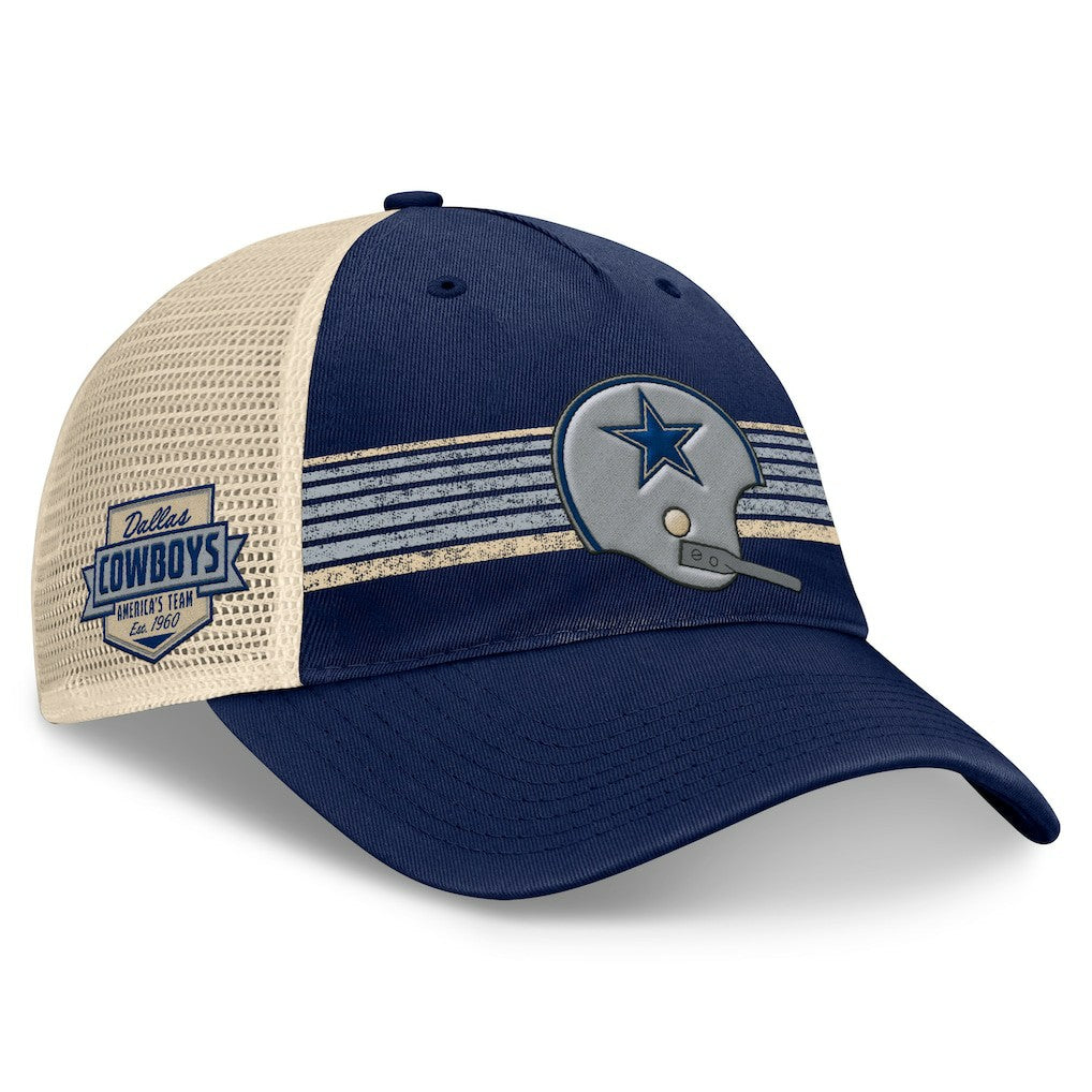 Dallas Cowboys Retro Fundamentals Stripes Trucker Adjustable Hat - Navy/Natural discount
