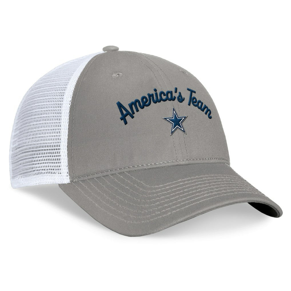 Dallas Cowboys Women's Fundamentals Slogan Trucker Adjustable Hat - Gray/White online