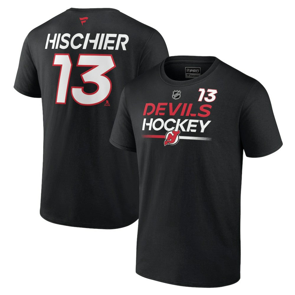 Nico Hischier New Jersey Devils Fanatics  Authentic Pro Prime Name & Number T-Shirt - Black T-shirts
