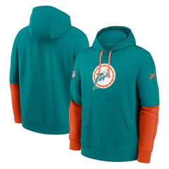 Miami Dolphins Throwback Logo Club Tri-Blend Pullover Hoodie - Aqua sale