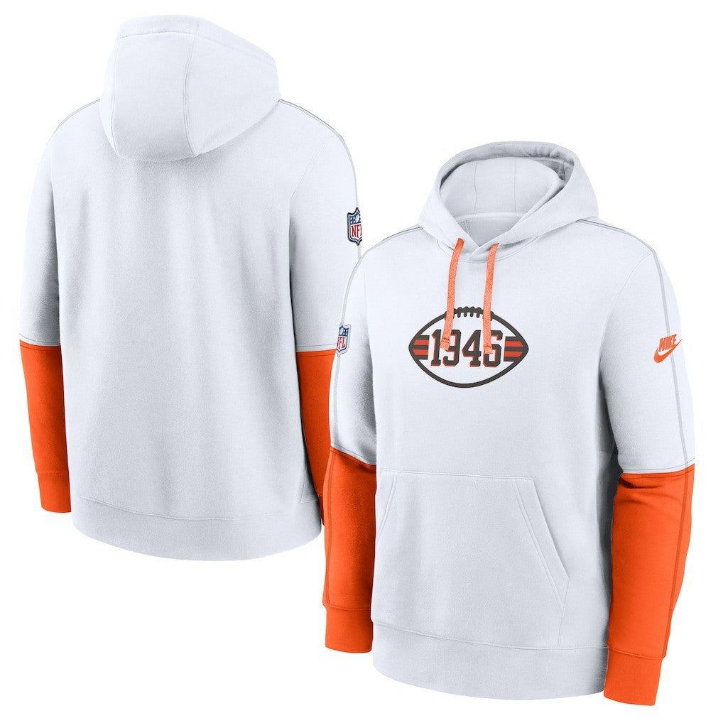 Cleveland Browns Throwback Logo Club Tri-Blend Pullover Hoodie - White outlet