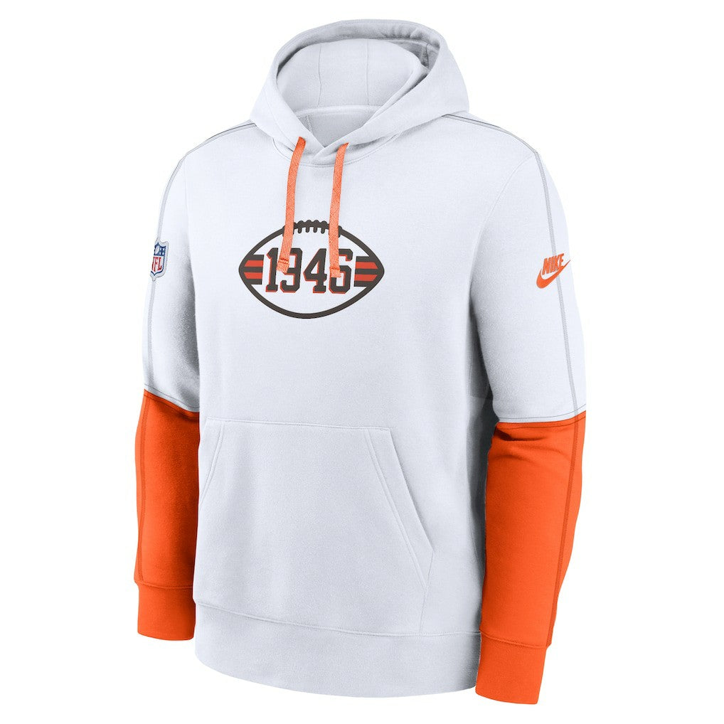 Cleveland Browns Throwback Logo Club Tri-Blend Pullover Hoodie - White outlet