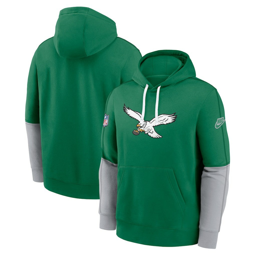 Philadelphia Eagles Throwback Logo Club Tri-Blend Pullover Hoodie - Kelly Green sale