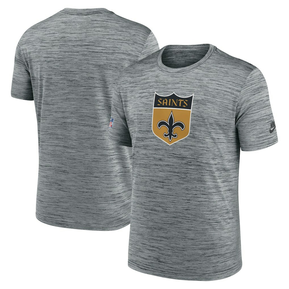 New Orleans Saints Sideline Velocity Throwback Logo Dri-FIT T-Shirt - Gray on sale