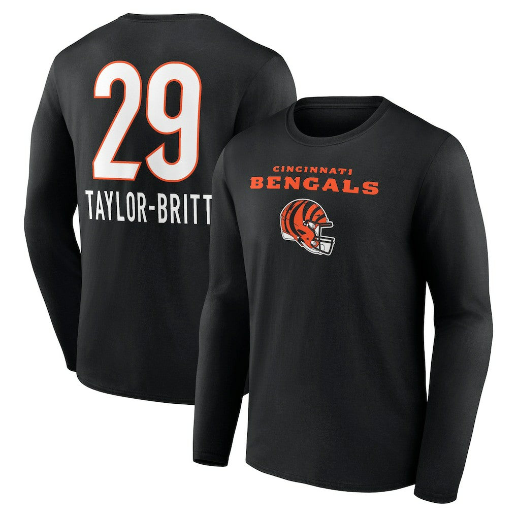 Cam Taylor-Britt Cincinnati Bengals Team Wordmark Player Name & Number Long Sleeve T-Shirt - Black online