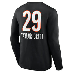 Cam Taylor-Britt Cincinnati Bengals Team Wordmark Player Name & Number Long Sleeve T-Shirt - Black online