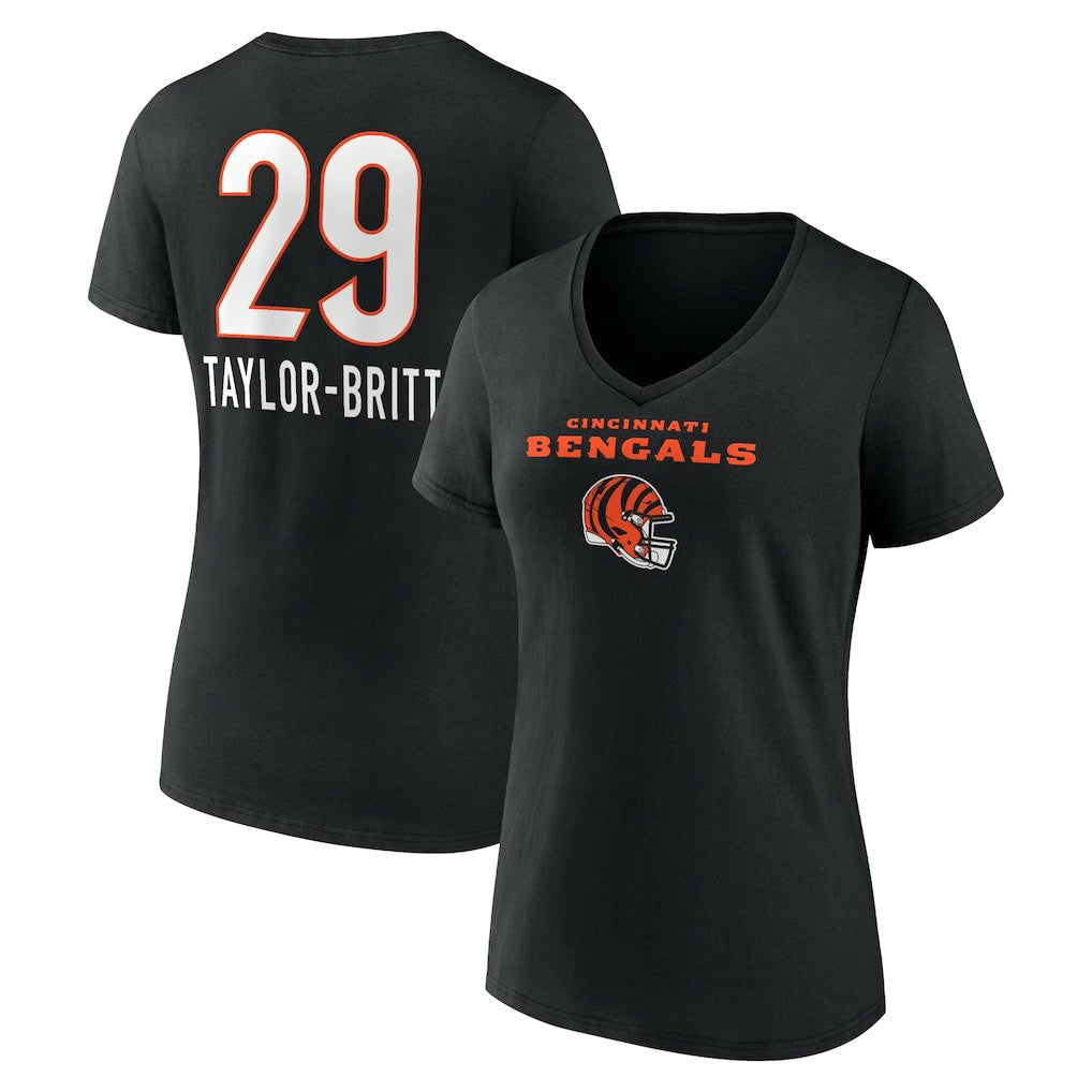 Cam Taylor-Britt Cincinnati Bengals Women's Team Wordmark Player Name & Number V-Neck T-Shirt - Black discount