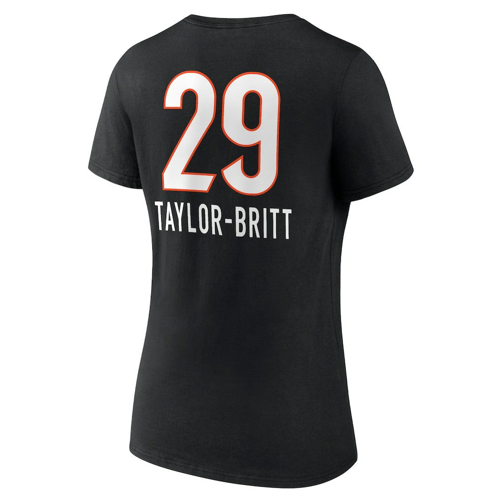 Cam Taylor-Britt Cincinnati Bengals Women's Team Wordmark Player Name & Number V-Neck T-Shirt - Black discount