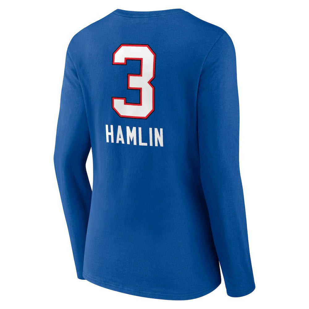 Damar Hamlin Buffalo Bills Women's Team Wordmark Player Name & Number Long Sleeve V-Neck T-Shirt - Royal online