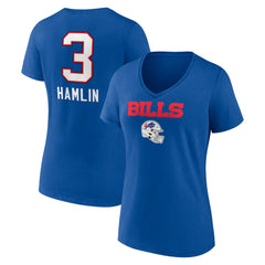 Damar Hamlin Buffalo Bills Women's Team Wordmark Player Name & Number V-Neck T-Shirt - Royal outlet
