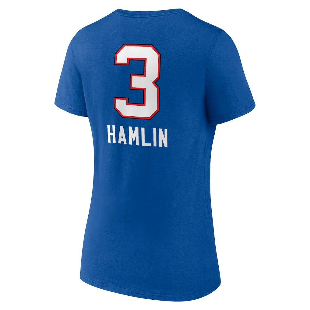 Damar Hamlin Buffalo Bills Women's Team Wordmark Player Name & Number V-Neck T-Shirt - Royal outlet
