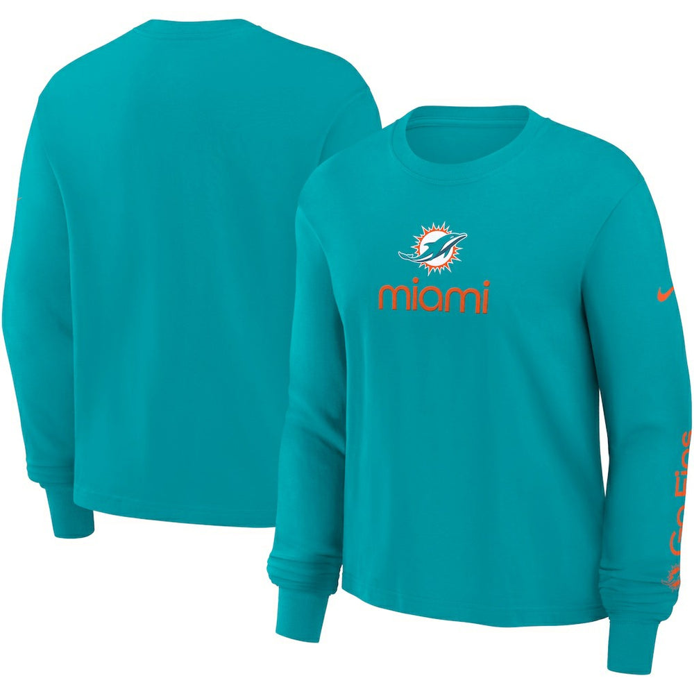 Miami Dolphins Women's Boxy Long Sleeve T-Shirt - Aqua sale