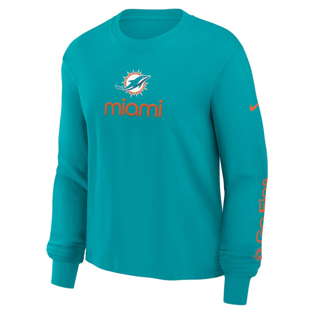Miami Dolphins Women's Boxy Long Sleeve T-Shirt - Aqua sale