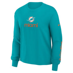 Miami Dolphins Women's Boxy Long Sleeve T-Shirt - Aqua sale