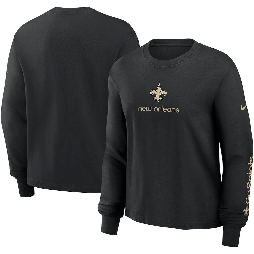 New Orleans Saints Women's Boxy Long Sleeve T-Shirt - Black online
