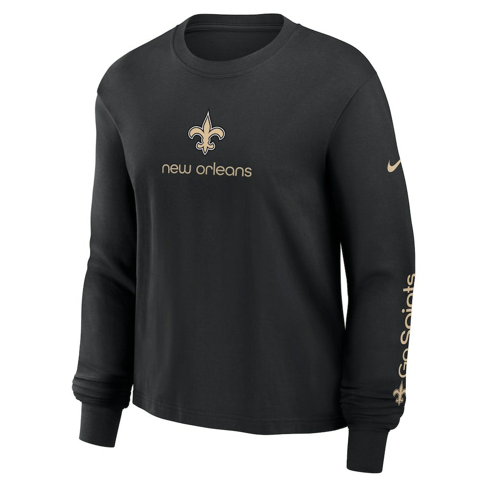 New Orleans Saints Women's Boxy Long Sleeve T-Shirt - Black online