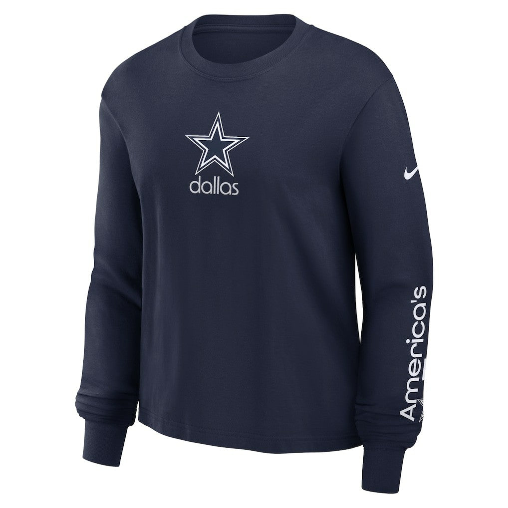 Dallas Cowboys Women's Boxy Long Sleeve T-Shirt - Navy cheap