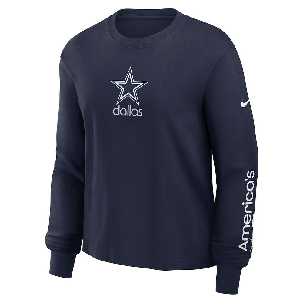Dallas Cowboys Women's Boxy Long Sleeve T-Shirt - Navy cheap