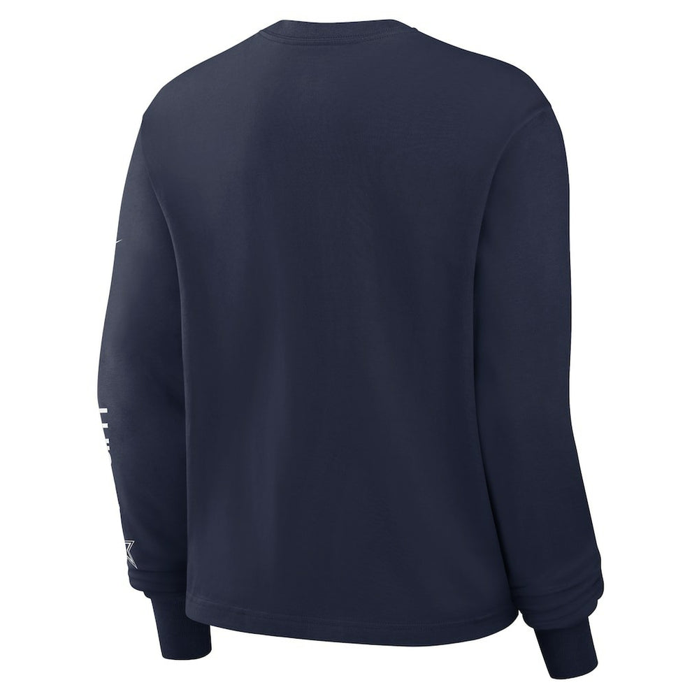 Dallas Cowboys Women's Boxy Long Sleeve T-Shirt - Navy cheap