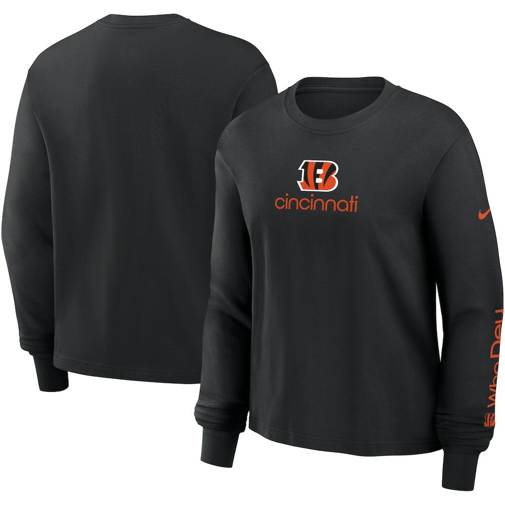 Cincinnati Bengals Women's Boxy Long Sleeve T-Shirt - Black sale