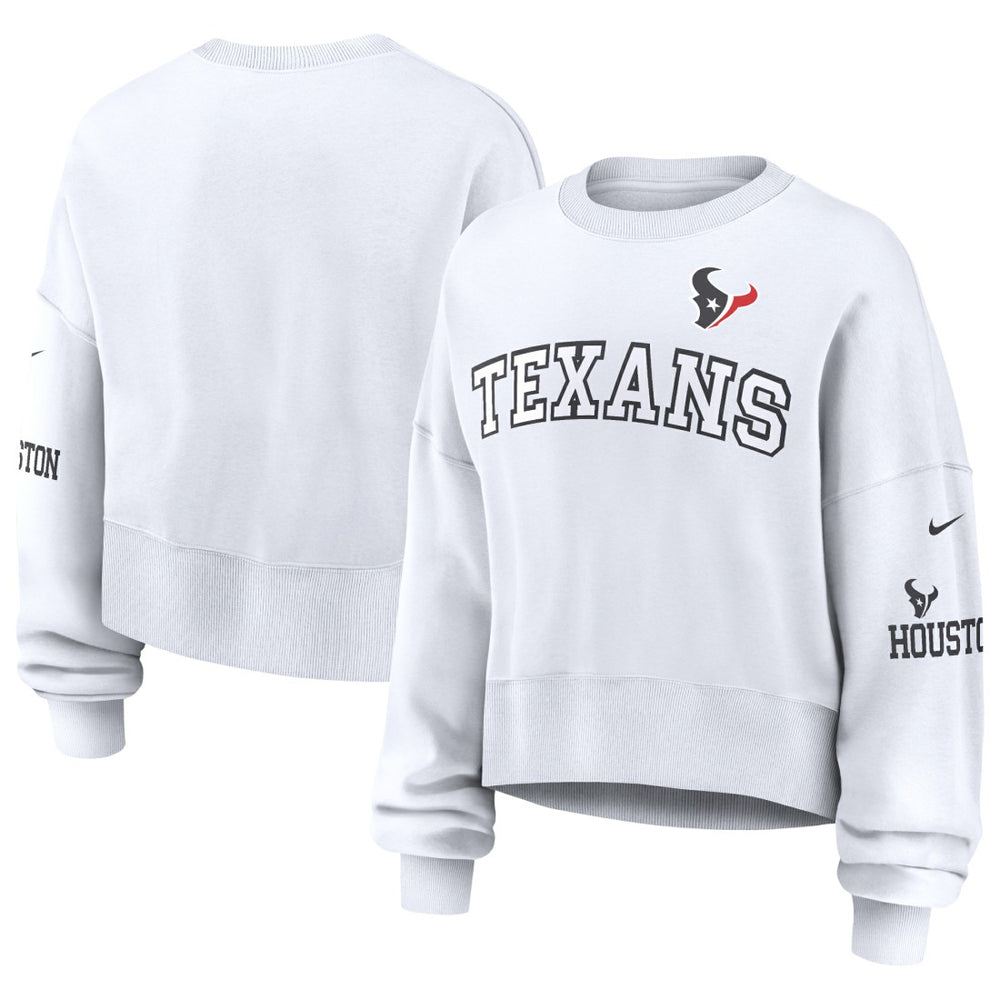 Houston Texans Women's Oversized Pullover Sweatshirt - White for sale