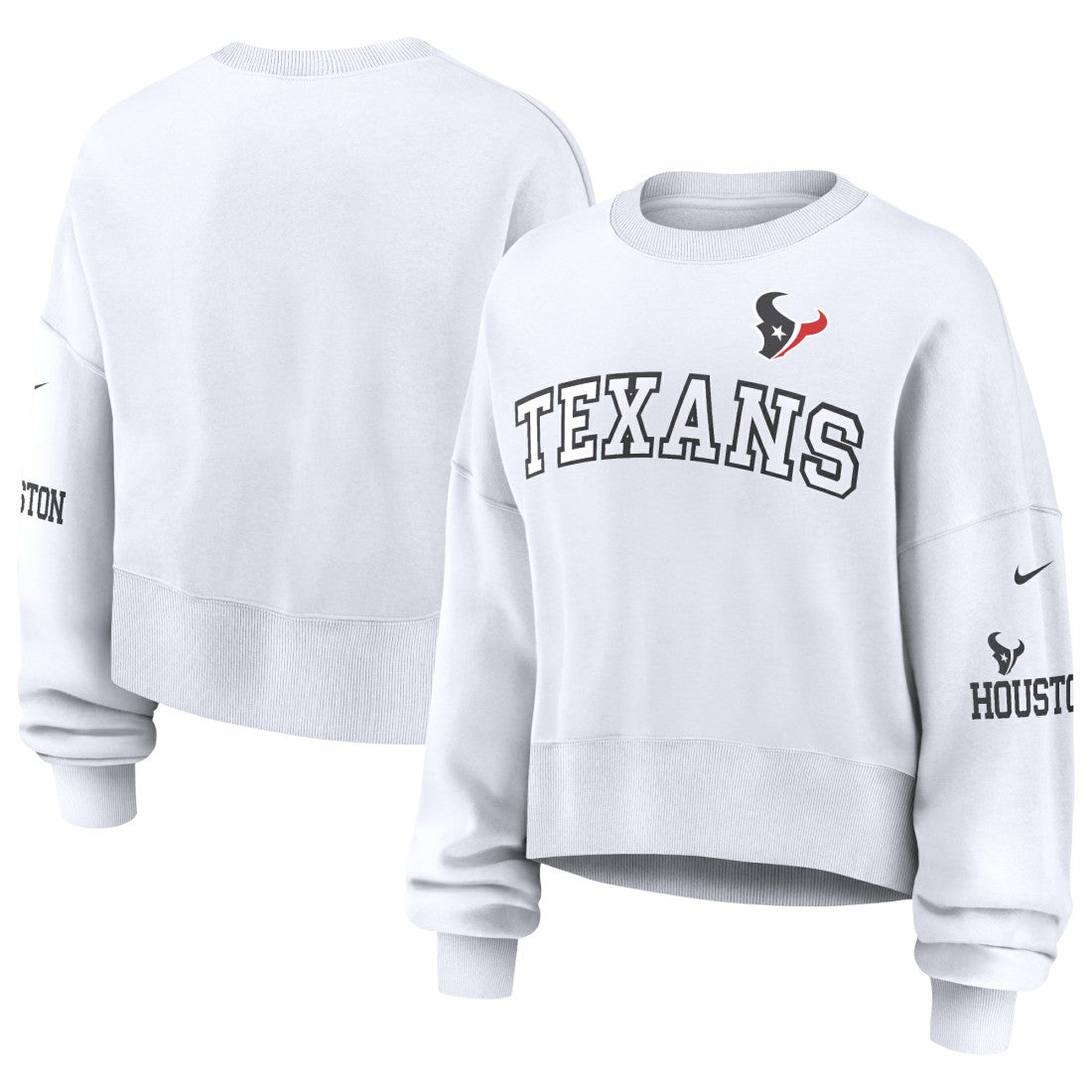 Houston Texans Women's Oversized Pullover Sweatshirt - White for sale