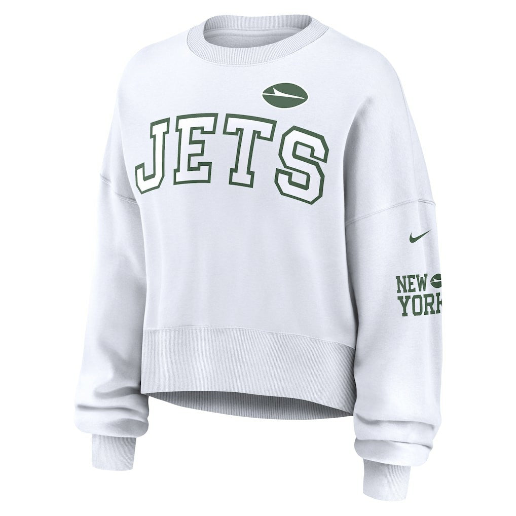 New York Jets Women's Oversized Pullover Sweatshirt - White sale