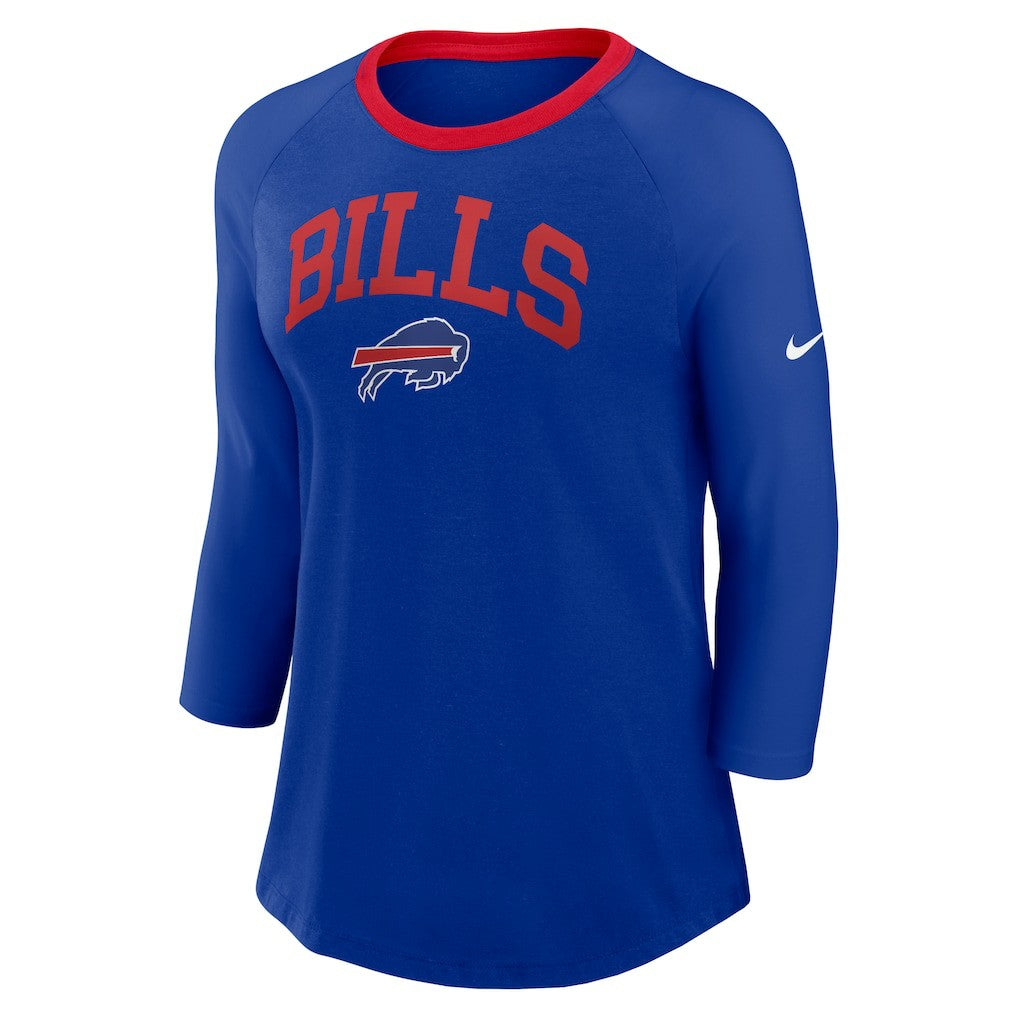 Buffalo Bills Women's 3/4 Sleeve Raglan Fashion Top - Royal discount
