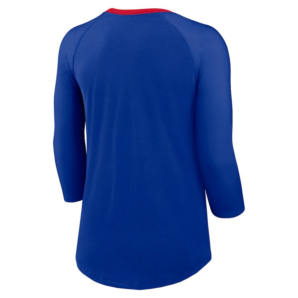Buffalo Bills Women's 3/4 Sleeve Raglan Fashion Top - Royal discount