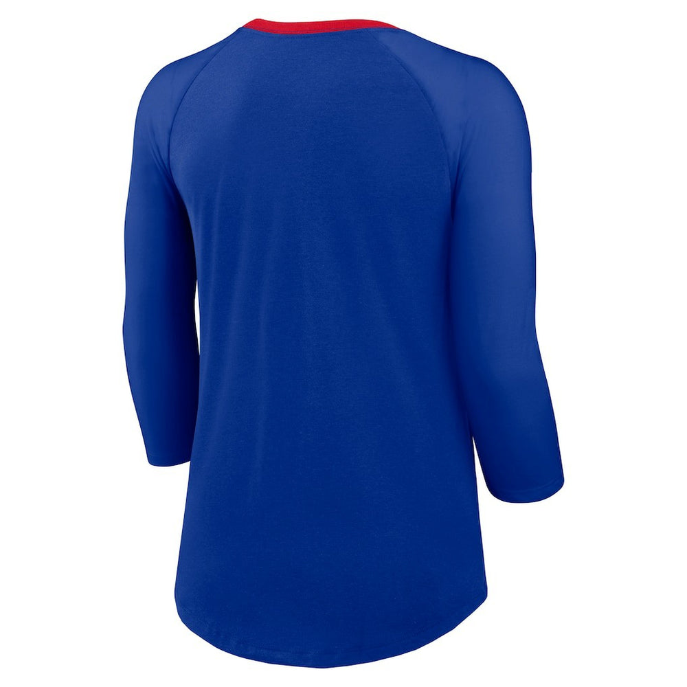 Buffalo Bills Women's 3/4 Sleeve Raglan Fashion Top - Royal discount