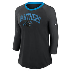 Carolina Panthers Women's 3/4 Sleeve Raglan Fashion Top - Black cheap