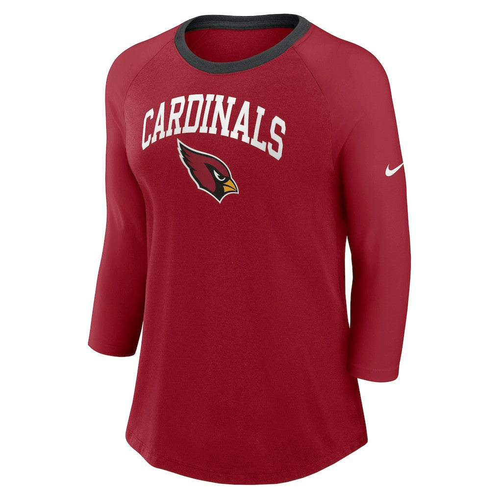Arizona Cardinals Women's 3/4 Sleeve Raglan Fashion Top - Cardinal outlet