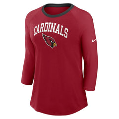 Arizona Cardinals Women's 3/4 Sleeve Raglan Fashion Top - Cardinal outlet