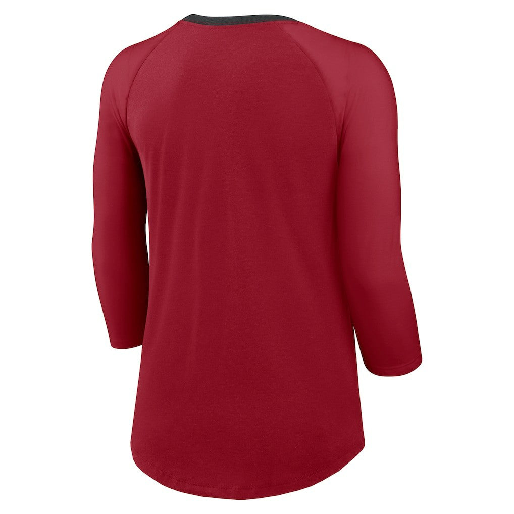 Arizona Cardinals Women's 3/4 Sleeve Raglan Fashion Top - Cardinal outlet